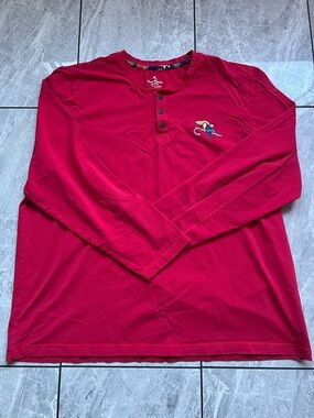 Tommy Bahama Men’s Red Tropical Toucan Embroidered Long Sleeve Henley Shirt 2XL